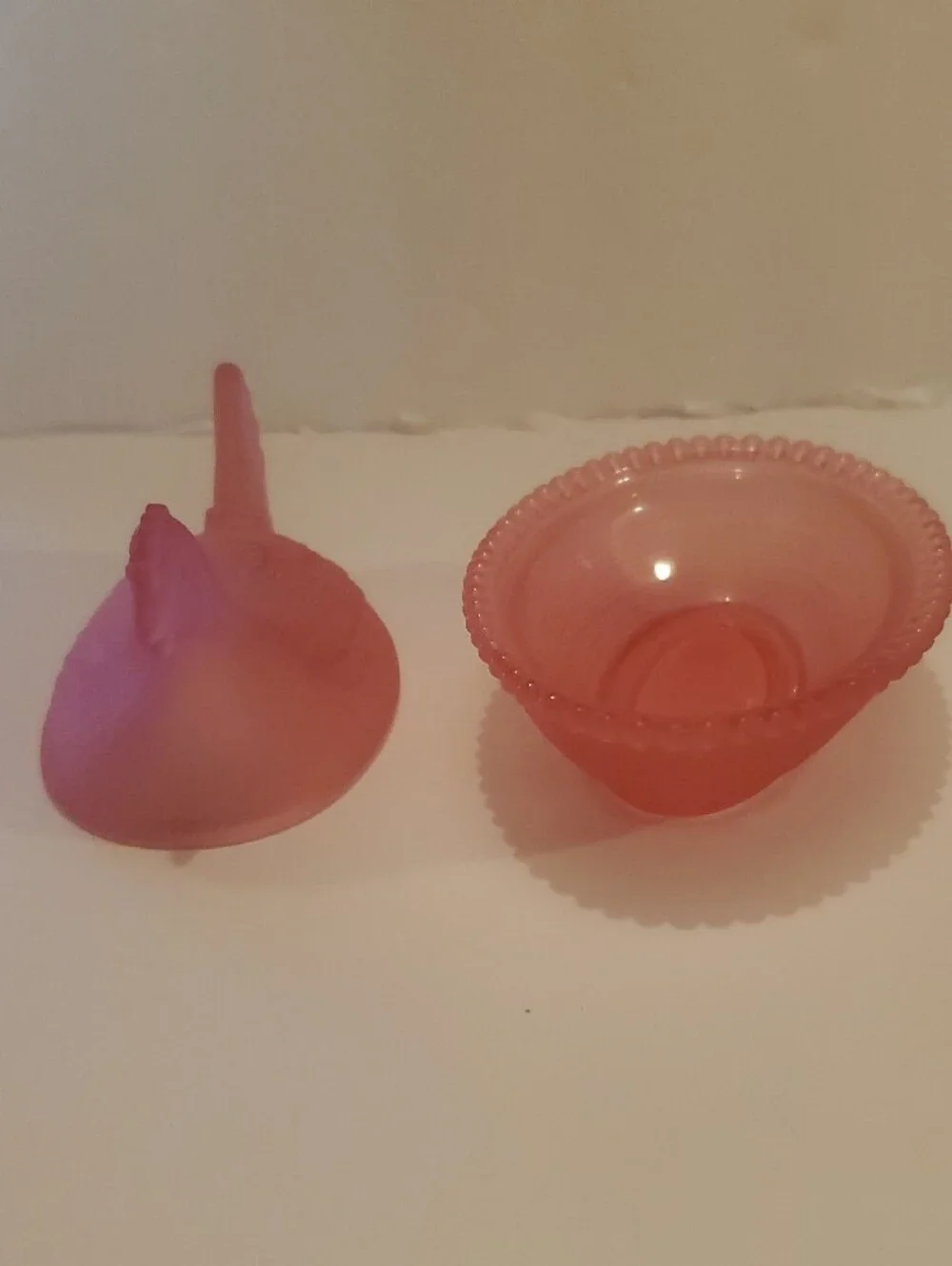 Pink Glass Hen on Nest Dish
